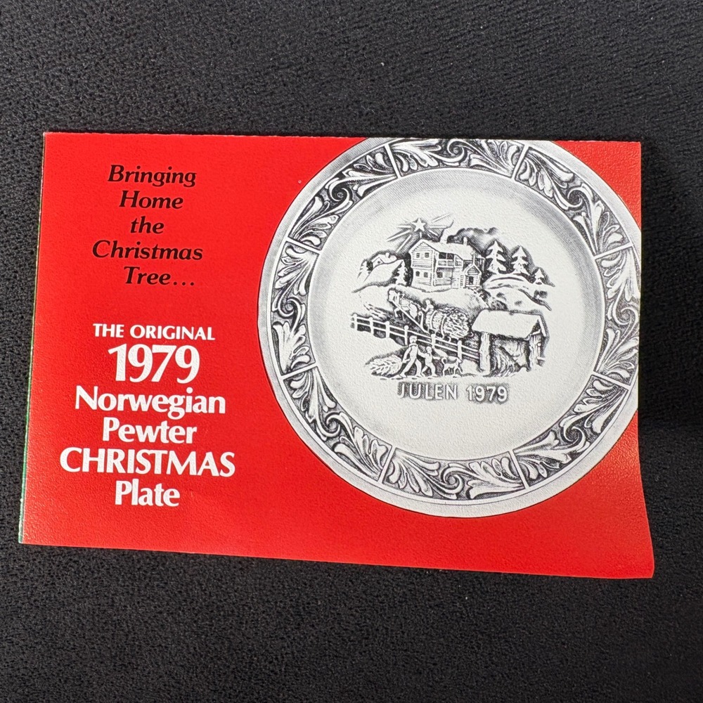 A.‎ Holthe Norway Pewter Plate Julen 1979 Christmas Plate 7th Edition Tags Box - Picture 13 of 13